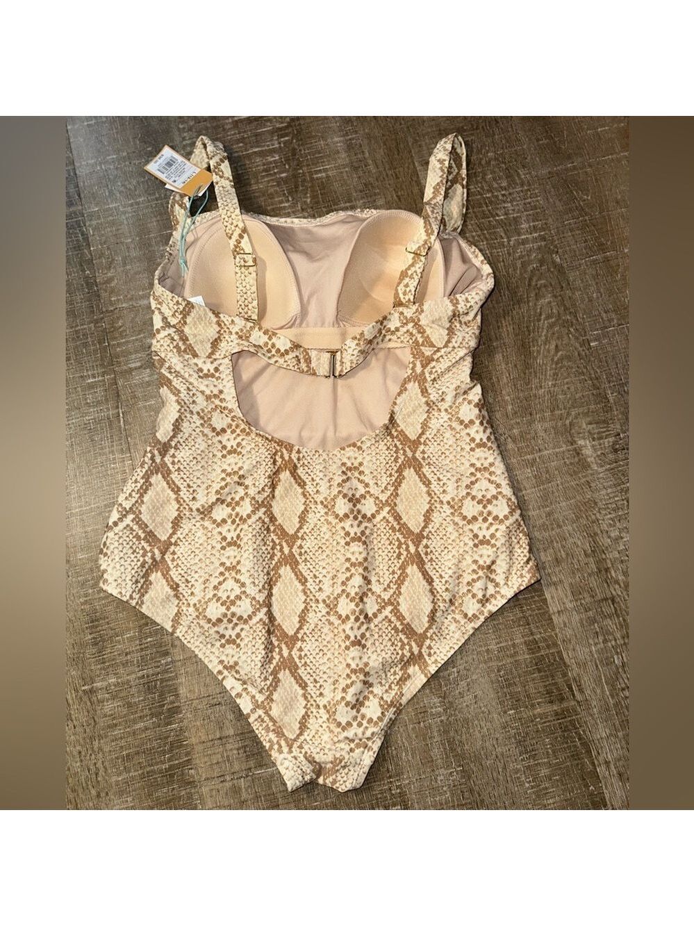 Kona Sol NWT Snake Print One Piece Swimsuit - Brown and Tan - Picture 3 of 9
